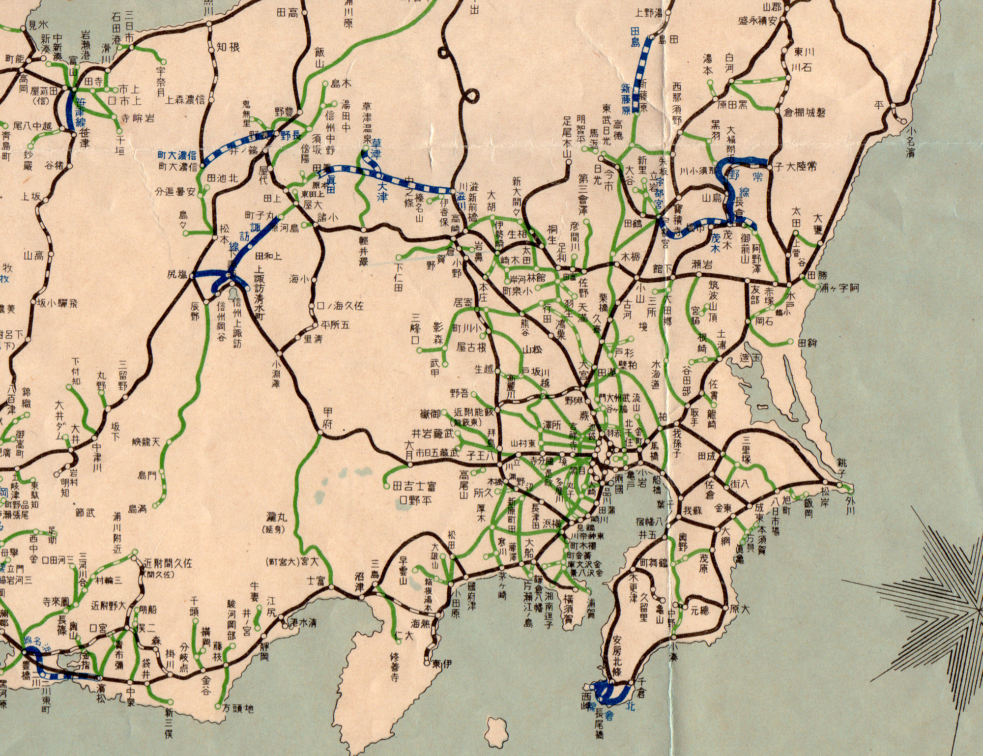 自動車路線図（※鉄道路線図）1932年（昭和9年）鉄道省発行 - 裏辺研究所
